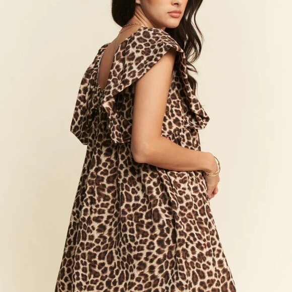 Davi & Dani Animal Printed Velvet Ribbon Mini Dress - Picture 4 of 11
